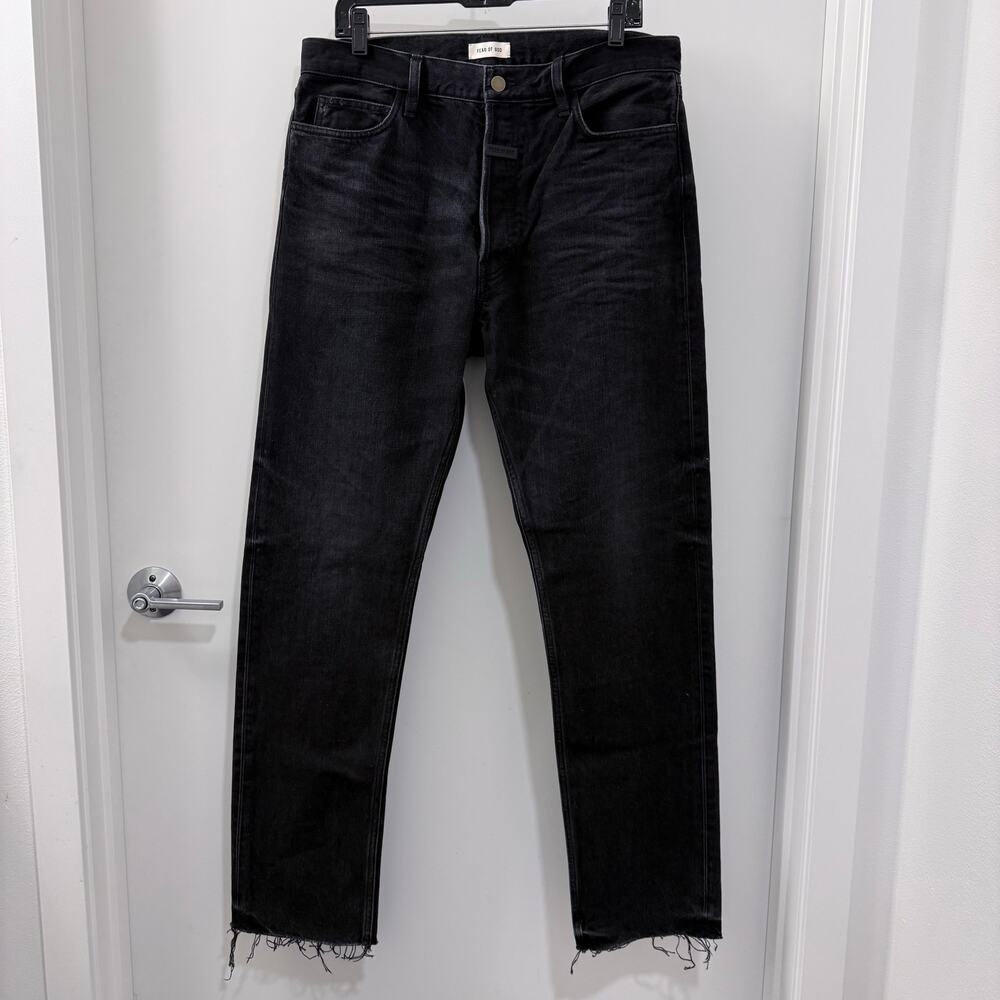 Fear of God Five-Pocket Raw Hem Jeans Black Made in Japan 34